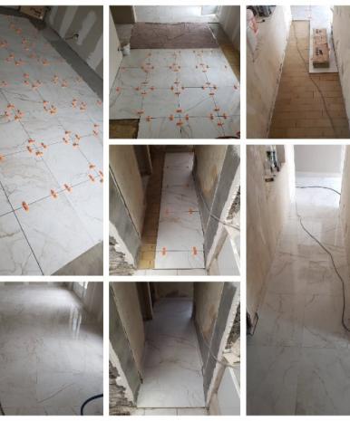revêtement de sol intégrale d'une maison, en carrelage 60X60 sur ancien carrelage