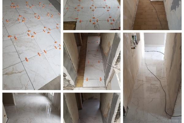 revêtement de sol intégrale d'une maison, en carrelage 60X60 sur ancien carrelage