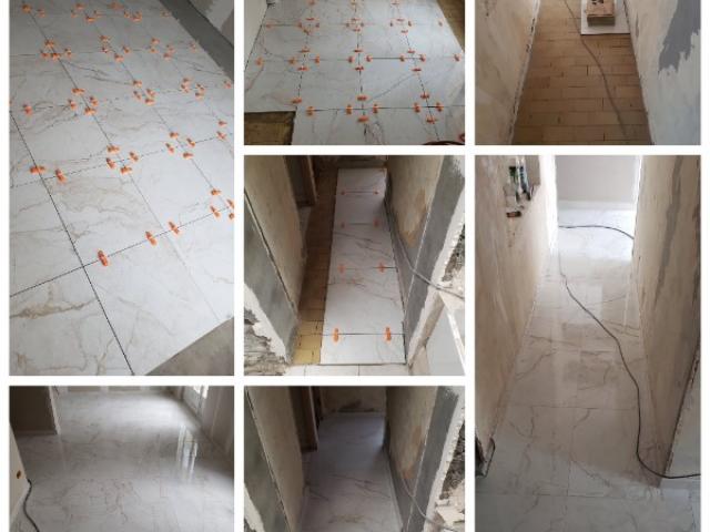 revêtement de sol intégrale d'une maison, en carrelage 60X60 sur ancien carrelage
